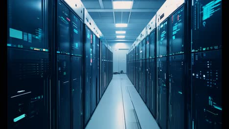 discovering a contemporary data center setting featuring cutting-edge technology and strategically organized server configurations
