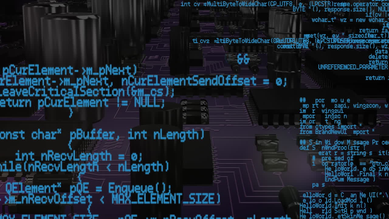 Data on purple circuit board