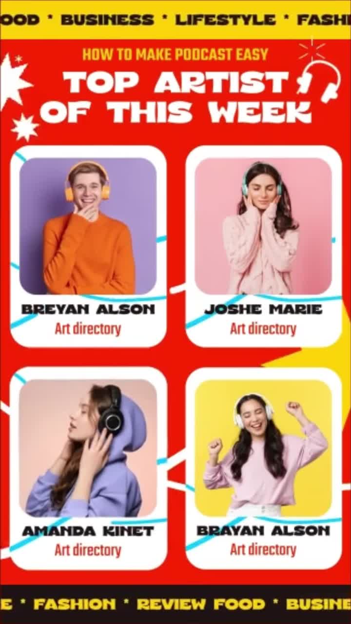 Grafica animata che presenta i migliori artisti che ascoltano musica