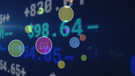 animation of digital icons and financial data processing