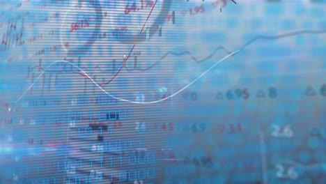 animación de datos financieros y gráficos sobre un fondo gris