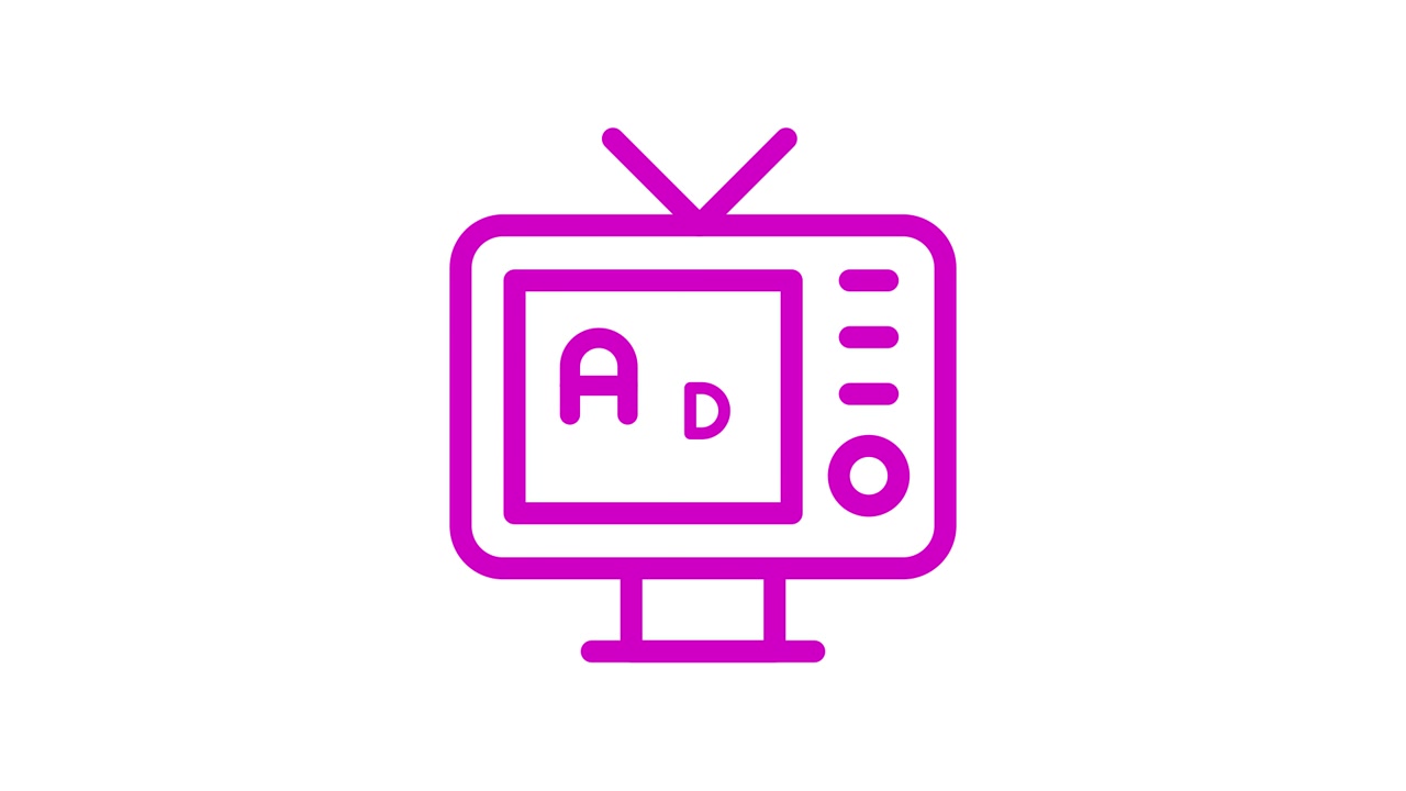Animated Television Icon Displaying an Advertisement