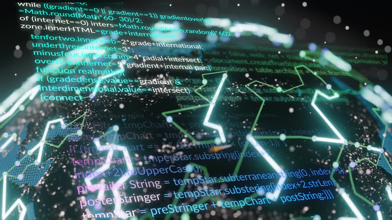 연결과 함께 전 세계에 대한 데이터 처리의 애니메이션