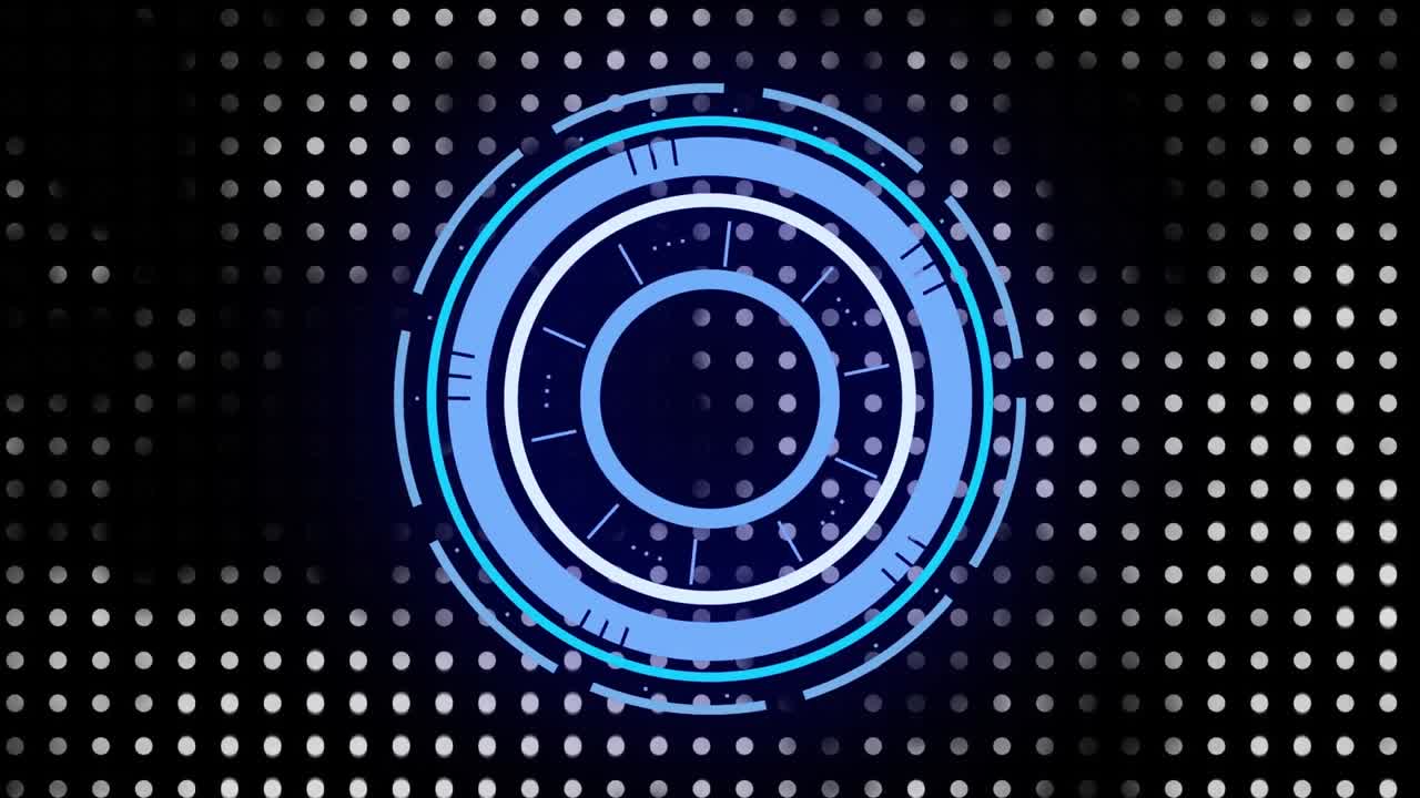 Animation of round scanner over dots pattern against black background