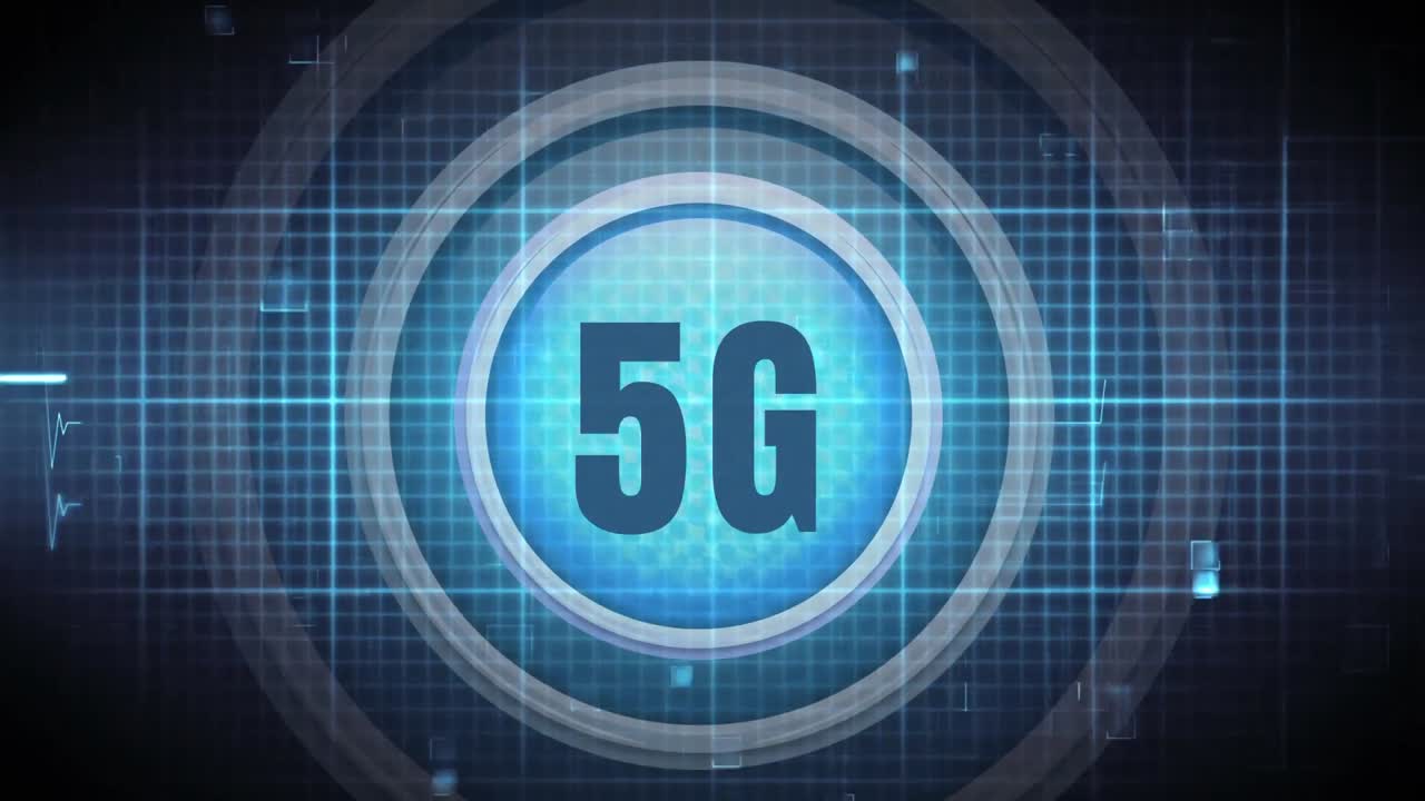 pulsante del logo 5g contro la linea del cuore e il modello di griglia