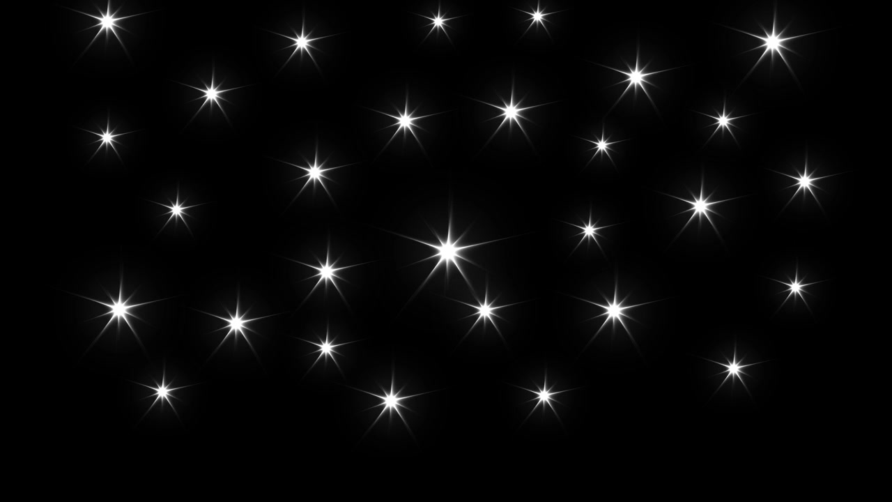 Animated White Stars Twinkling on Black Background