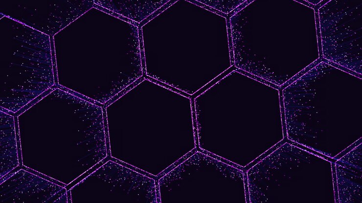 Blue hexagon pattern grid of repeated hexagonal shapes with blue lines