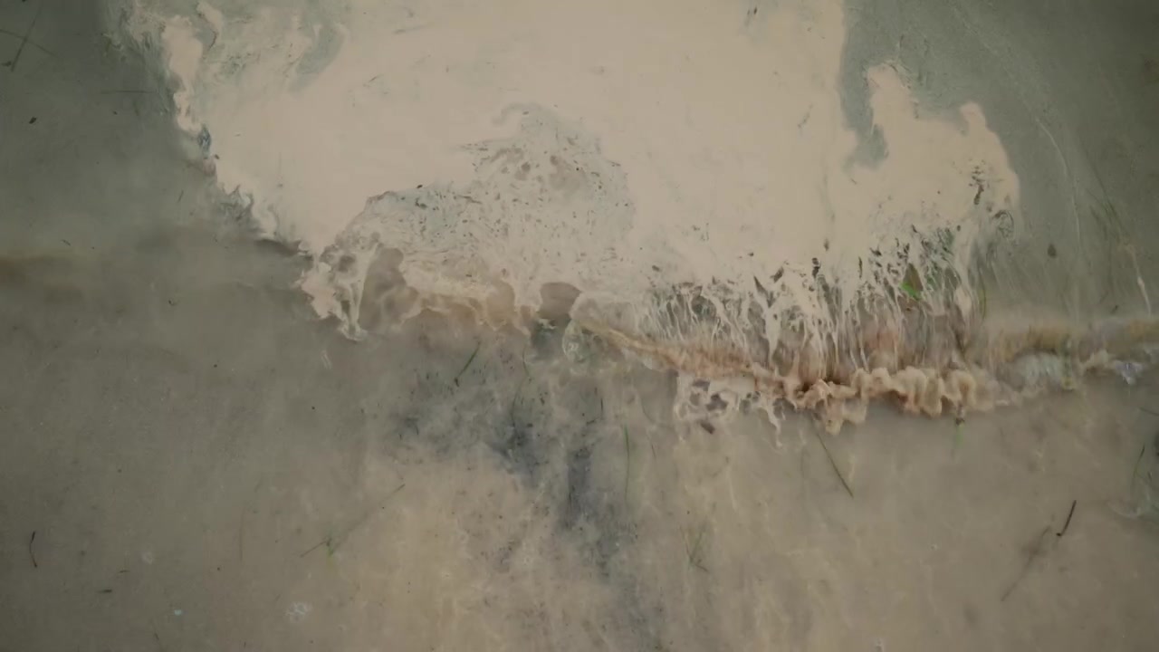 Foamy wave of the Mediterranean Sea washing onto sandy beach