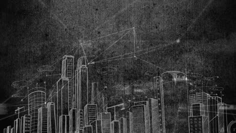 ciudad blanca y negra con líneas