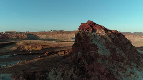 Aerial-circling-shot-of-a-rock-formation-in