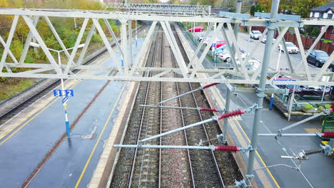 aerial view of a train station and its surroundings