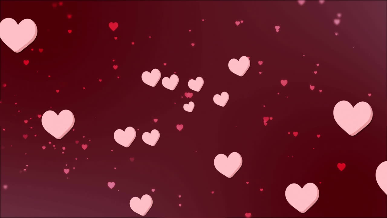 Animazione di cuori rosa e rossi su sfondo rosso