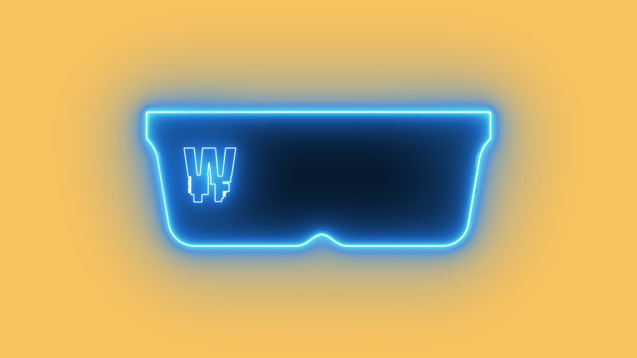 neon cyberpunk gafas futuristas con texto ganador animación de stock 4k canal alfa fondo aislado