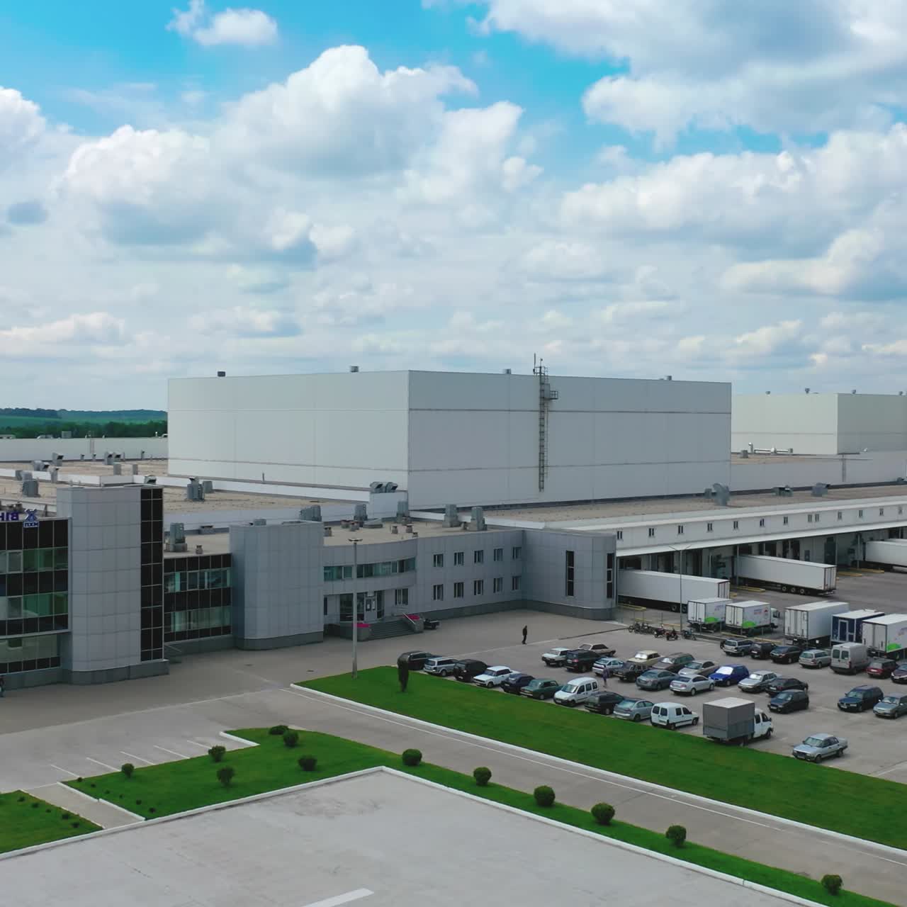 View of industrial zone. Aerial view of industrial district in countryside