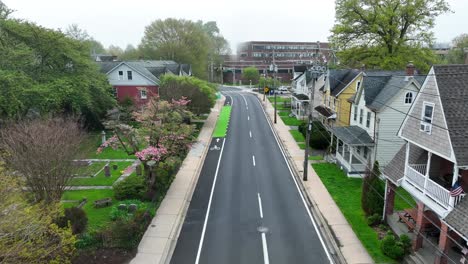 suburban road with a bike lane