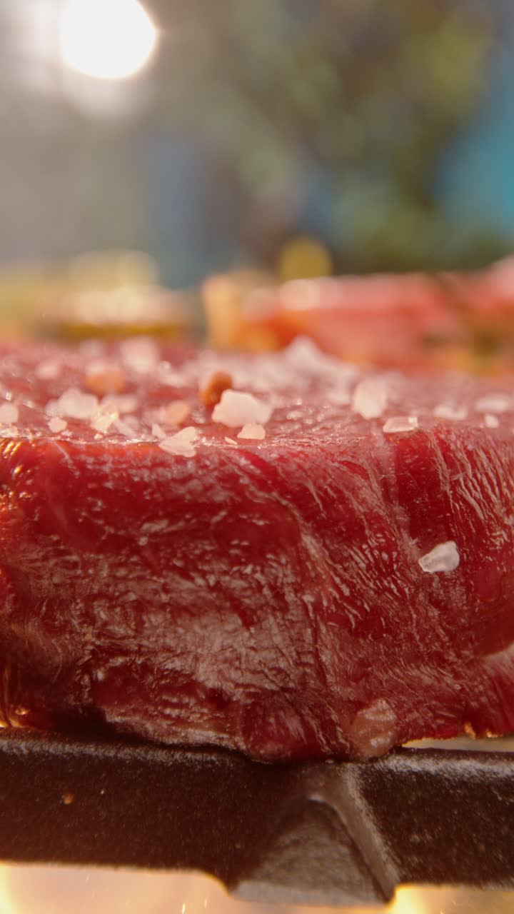 Close-up of steak with salt
