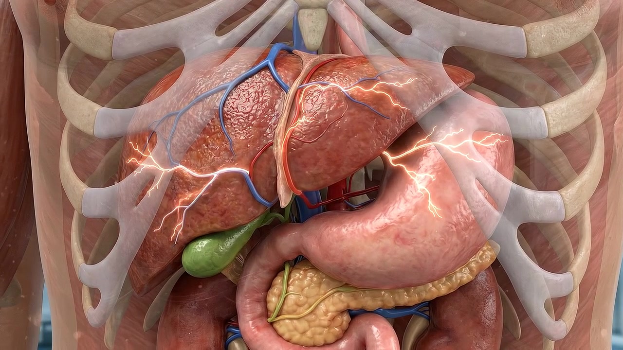 3D Medical Animation of Human Liver and Digestive Organs