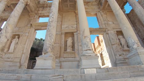 facade of the library of celsus in ephesus, turkey