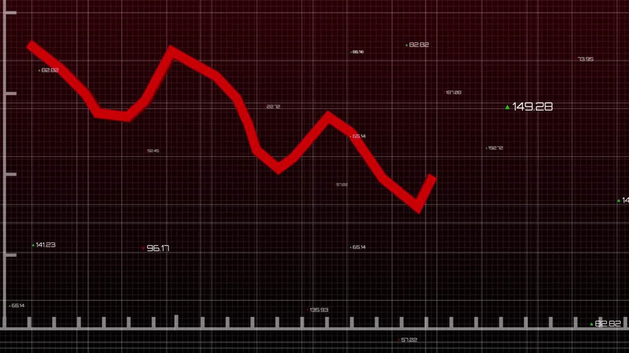Animation of red line processing with numbers over grid