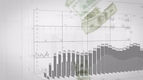 animación del procesamiento de datos sobre billetes