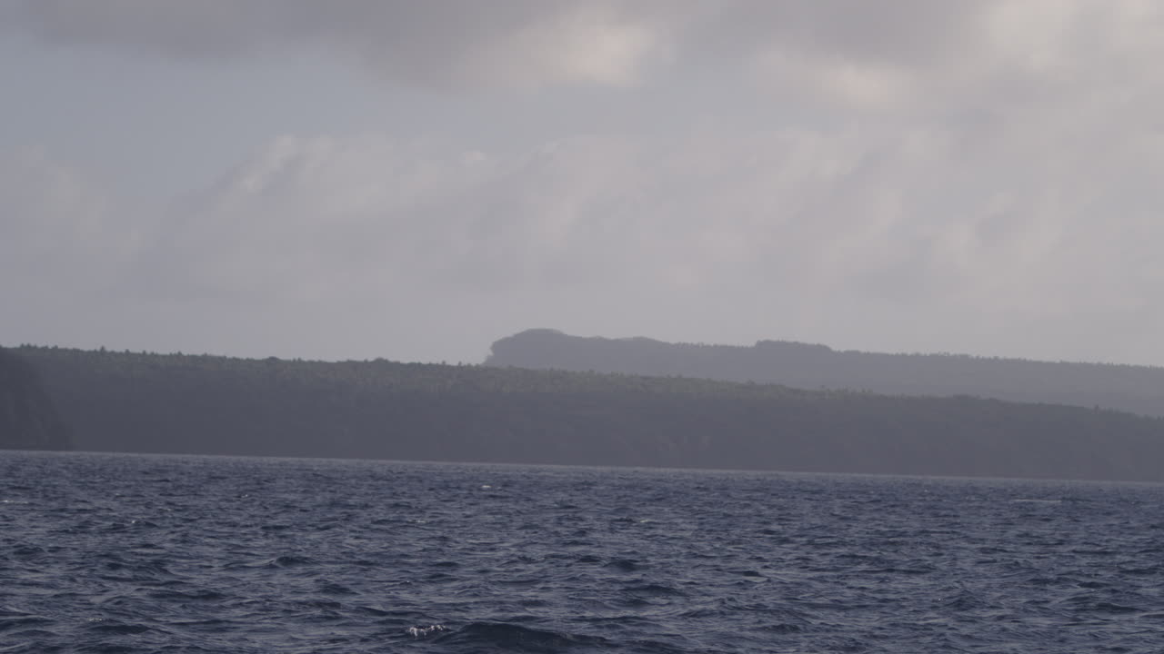 Overcast ocean horizon with muted waves rolling gently in gray atmospheric light