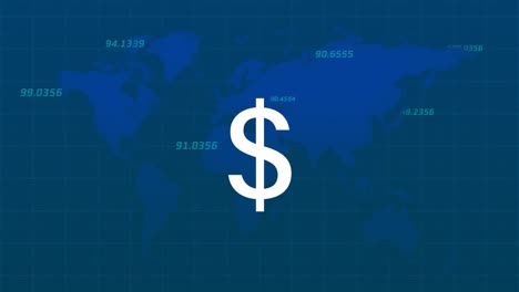 animation of dollar sign over financial data processing