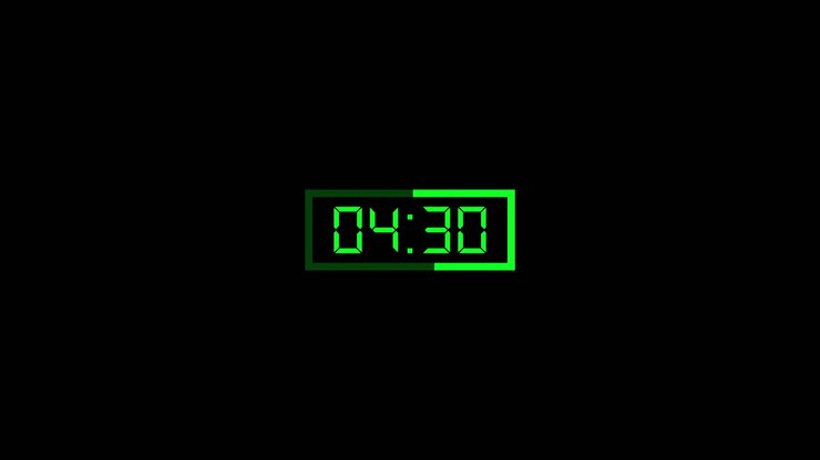 Green Digital Countdown Timer on Black Background