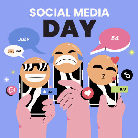 social media day - illustration of people using smartphones