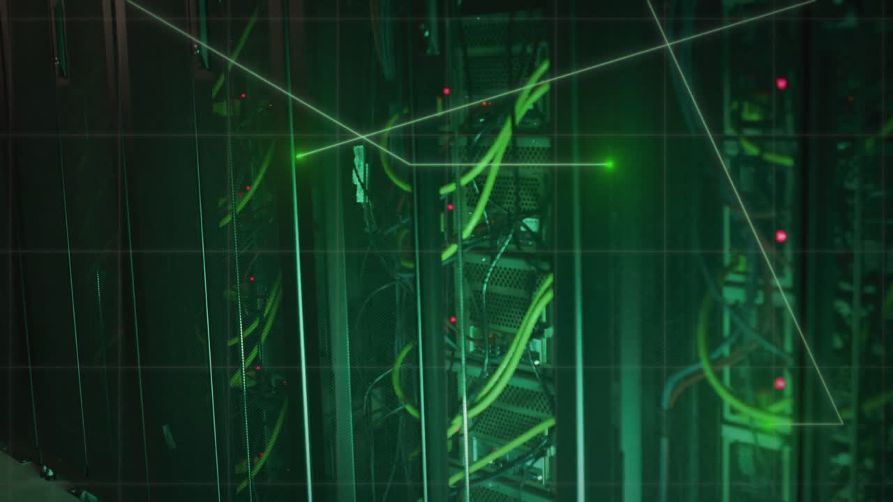 animación del procesamiento de datos a través de servidores informáticos