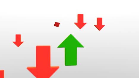 la flecha verde sube en contra de la tendencia descendente animación de bucle de renderización 3d sin costuras