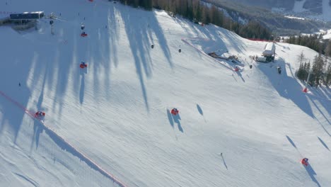 the skiing season in kronplatz ski resort, south tirol, italy