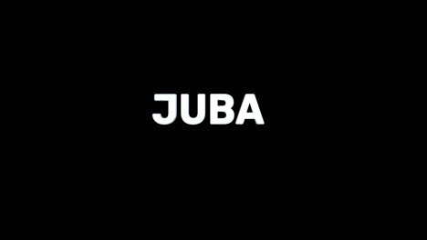 a smooth and high quality, silver 3d text reveal of the capital city "juba