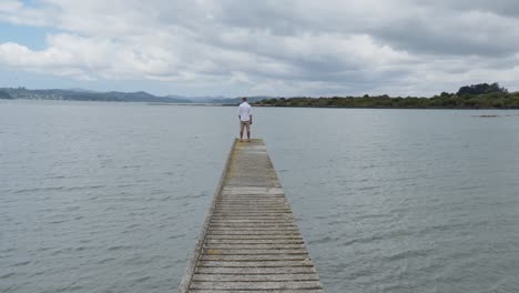 wide shot of a bridge, lake, river - beach