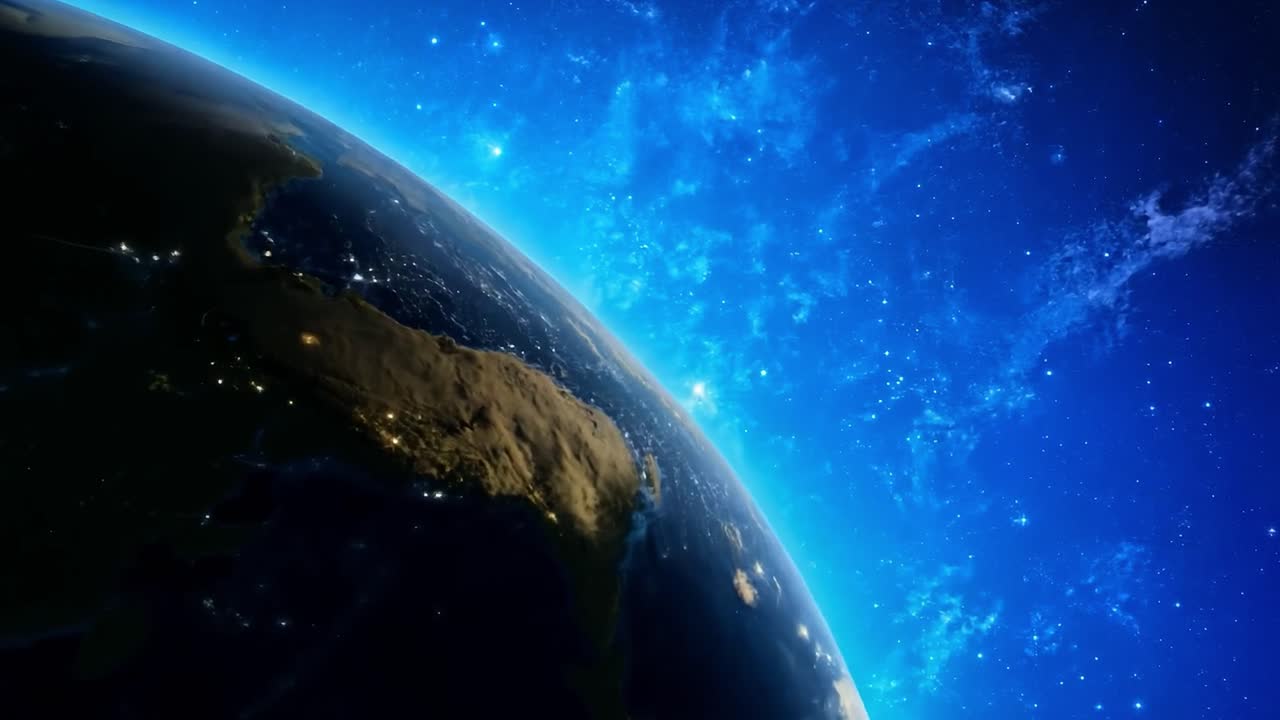 la tierra por la noche desde el espacio