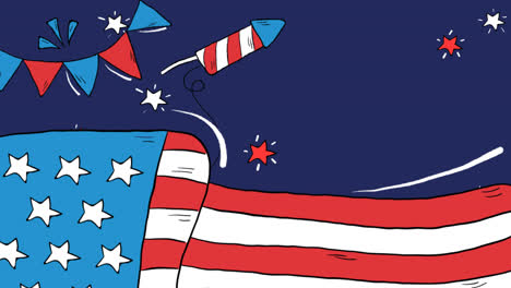 Motion-Graphic-of-Hand-drawn-4th-of-july---independence-day-illustration