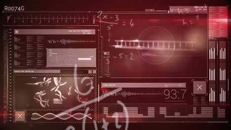 animación del hilado de cadenas de adn y procesamiento de datos médicos en pantalla