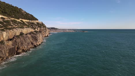 aerial views of the coast nearby barcelona in covid times