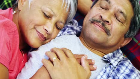 Senior-couple-laying-on-blanket