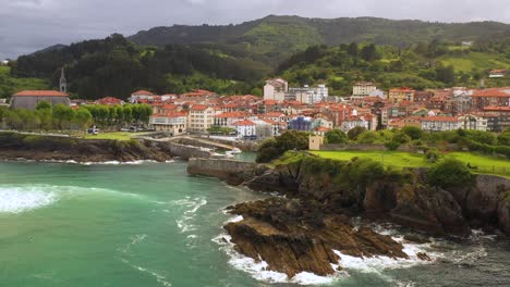 aerial drone view of the urdaibai biosphere reserve in mudaka in the basque country