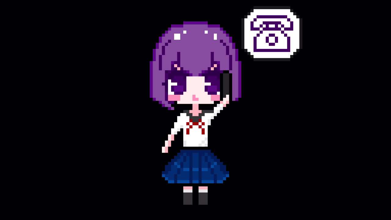 Pixel phone girl short hair Looping animation. 1080p (7).mov