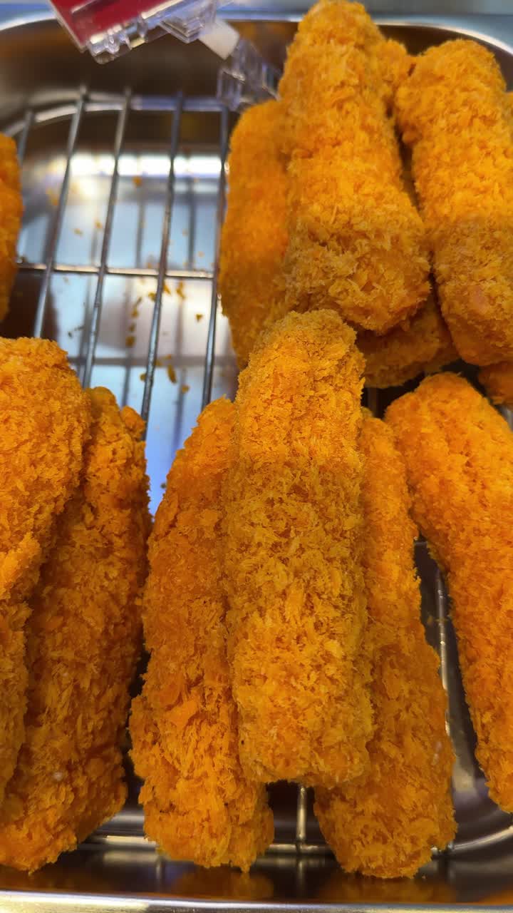 Close-up of Golden Crispy Fried Food Ready to Serve
