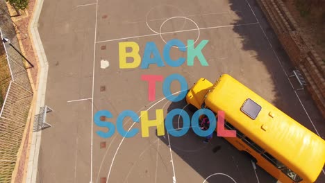 Animation-Von-Back-to-School-Texten-über-Schulbus-Und-Schulkindern