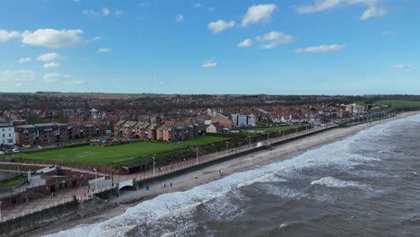 Küstenstadt-Bridlington,-Yorkshire,-Großbritannien,-Drohne,-Luftaufnahme