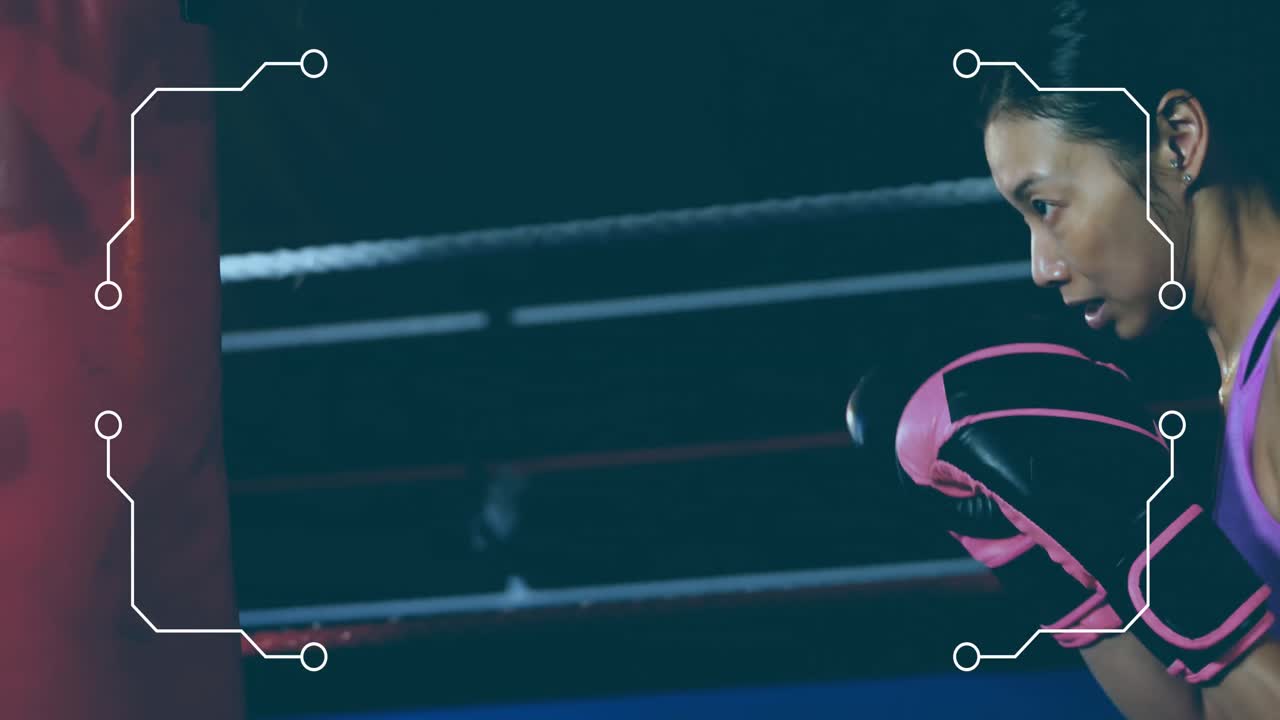 animación del cuadro sobre el boxeo de mujeres biraciales.