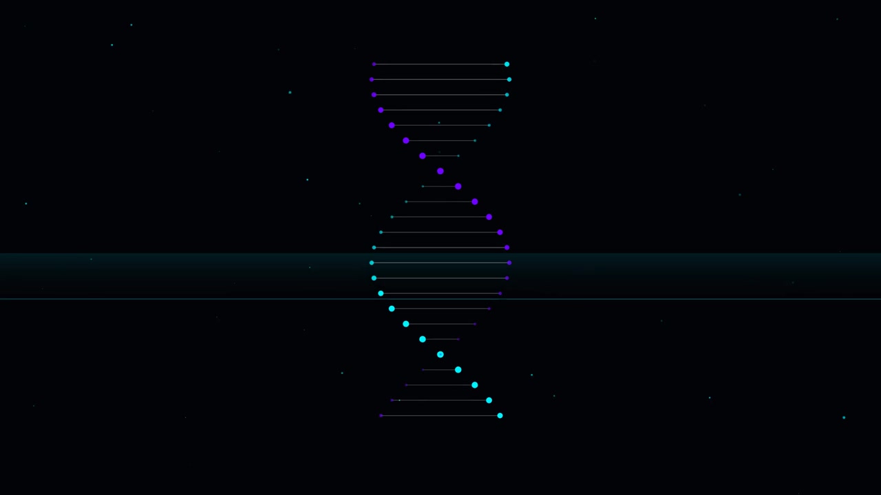 Rotating Digital DNA Helix Animation on Dark Background