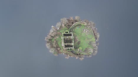 bird's eye view over mcdermott castle in the republic of ireland - drone shot