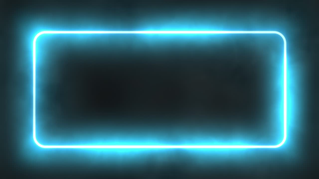 검은색 배경에 연기가 있는 파란색 네온 전기 프레임