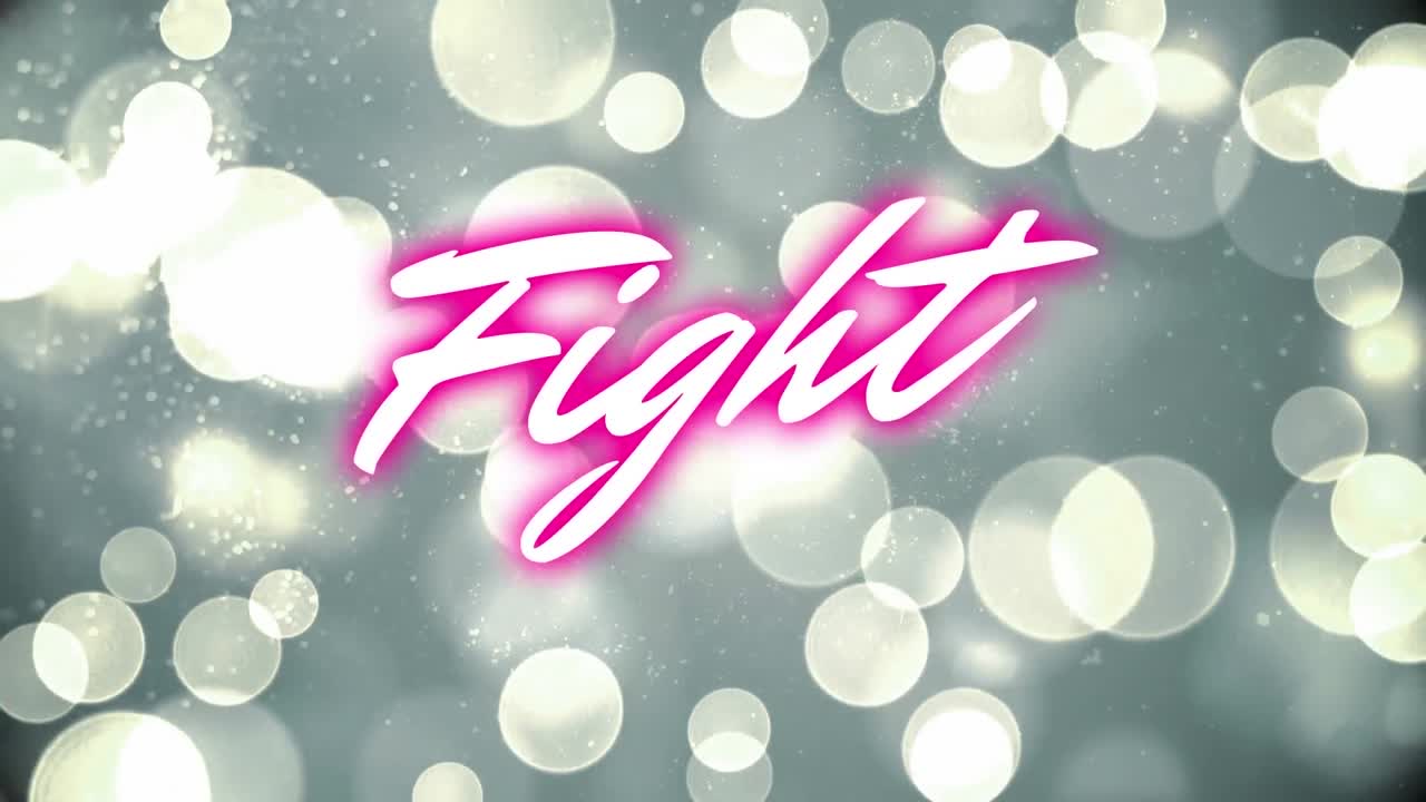 스포트 라이트 위에서 싸우는 네온 텍스트의 애니메이션