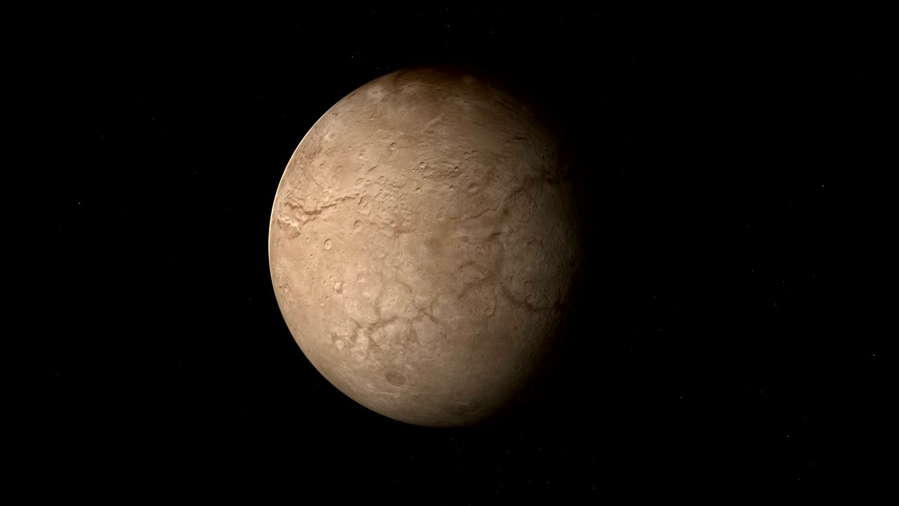 Charon, natural satellite of dwarf planet Pluto, rotating. Loop