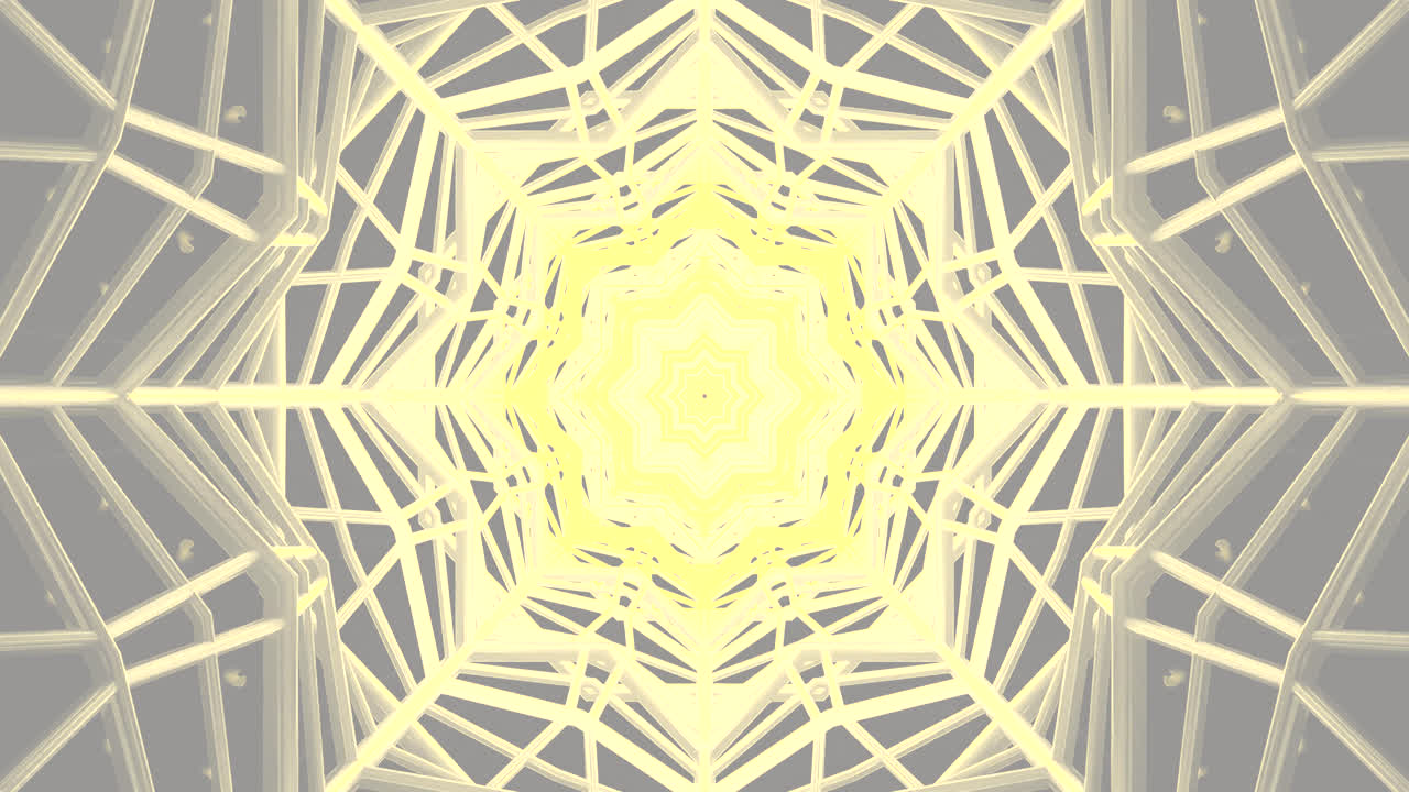 Dynamic tunnels of yellow light stretch endlessly in a mesmerizing loop, providing an immersive visual experience perfect for relaxation and digital displays. The design captures modern aesthetics